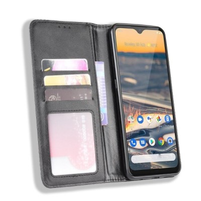 Nokia 5.3 Vintage black leather flip case - booklet with magnet | Priedai.lt
