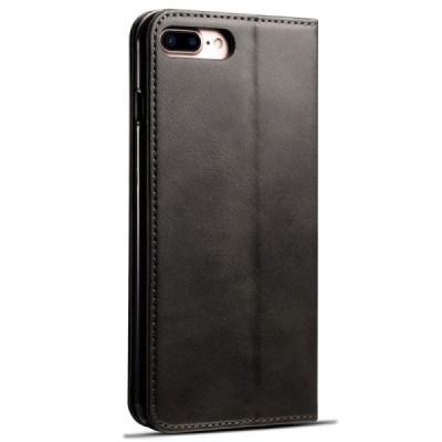 Apple iPhone 7 Plus / 8 Plus "Suteni" Black leather flip case - book | Priedai.lt