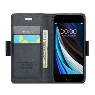 Apple iPhone 6 / 7 / 8 / SE 2020 / SE 2022 CaseMe Leather Flip Case Cover - Black | Priedai.lt