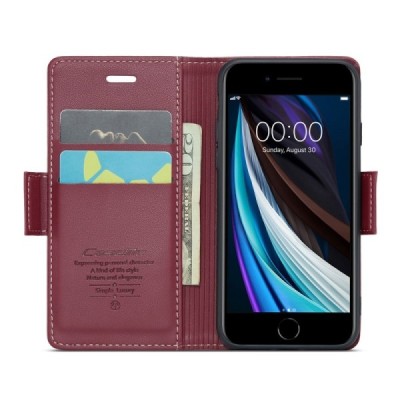 Apple iPhone 6 / 7 / 8 / SE 2020 / SE 2022 CaseMe Leather Flip Case Cover - Burgundy | Priedai.lt