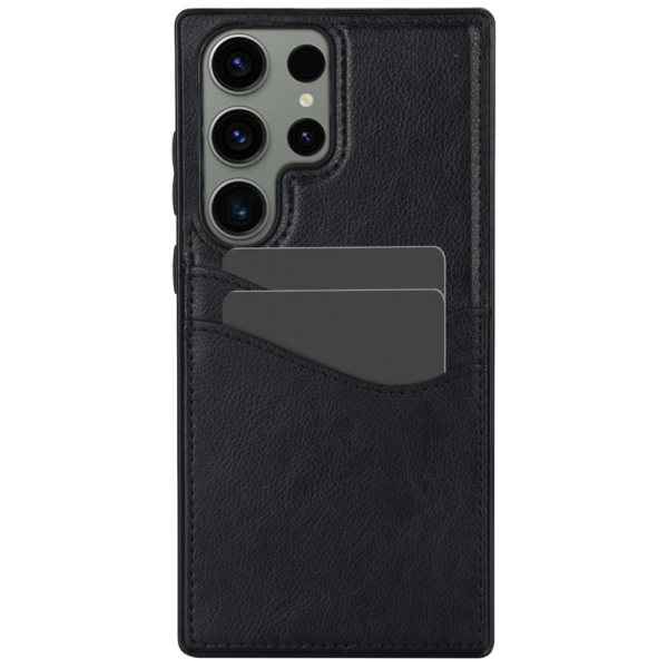 „Card Slot“ Leather case with pocket - black (Galaxy S23 Ultra)