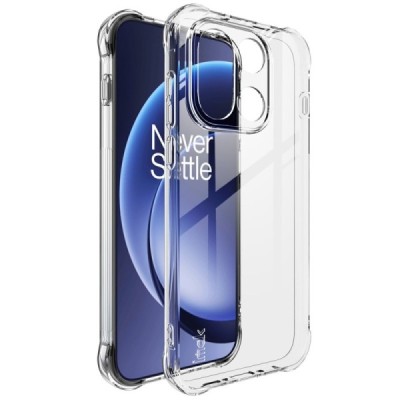 OnePlus 15 "Imak" reinforced protection hard silicone TPU airbag clear, transparent case - back | Priedai.lt