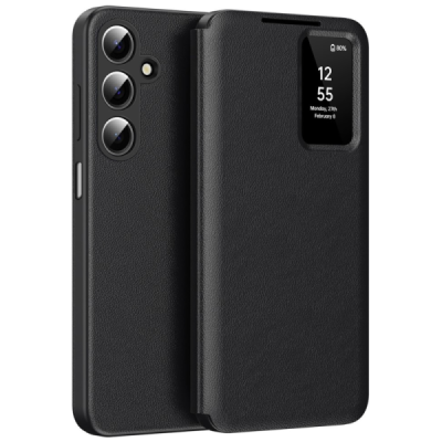 Samsung Galaxy A17 / A26 "Qing" Smart View Solid Flip Case - Black | Priedai.lt