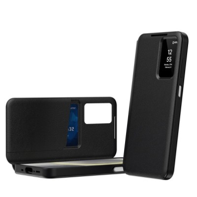 Samsung Galaxy A17 / A26 "Qing" Smart View Solid Flip Case - Black | Priedai.lt
