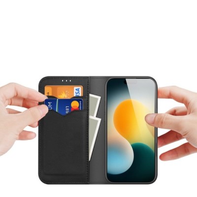 "Dux Ducis" Hivo Series Apple iPhone 17 Pro Black Leather Flip Case | Priedai.lt