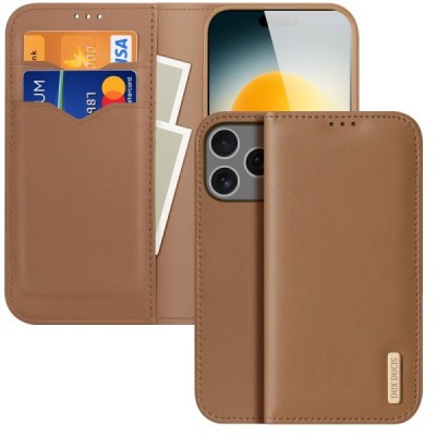 "Dux Ducis" Hivo Series Apple iPhone 17 Pro brown Leather Flip Case | Priedai.lt
