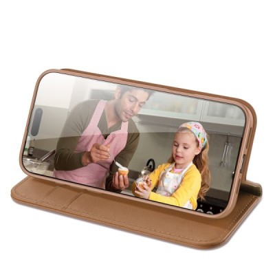 "Dux Ducis" Hivo Series Apple iPhone 17 Pro brown Leather Flip Case | Priedai.lt