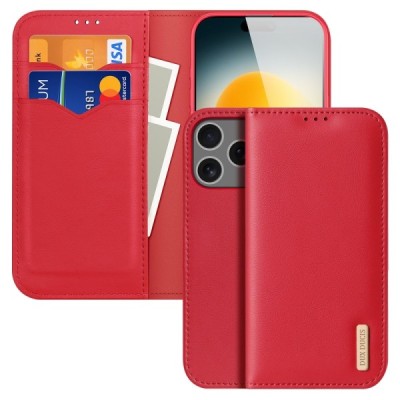 "Dux Ducis" Hivo Series Apple iPhone 17 Pro Red Leather Flip Case | Priedai.lt