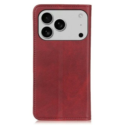 Apple iPhone 17 Pro "Split" red leather flip case - book | Priedai.lt