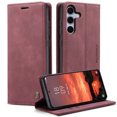 Samsung Galaxy S25 FE CaseMe Retro Solid Flip Case Book - Burgundy | Priedai.lt