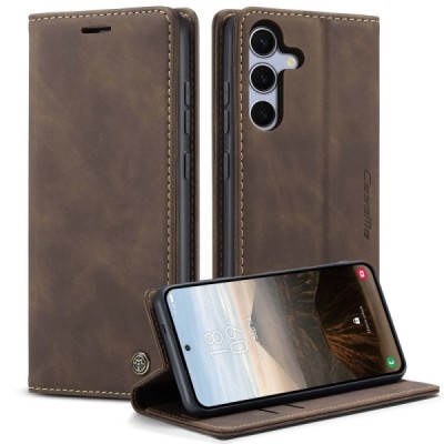 Samsung Galaxy S25 FE CaseMe Retro Solid Flip Case Book - Brown | Priedai.lt