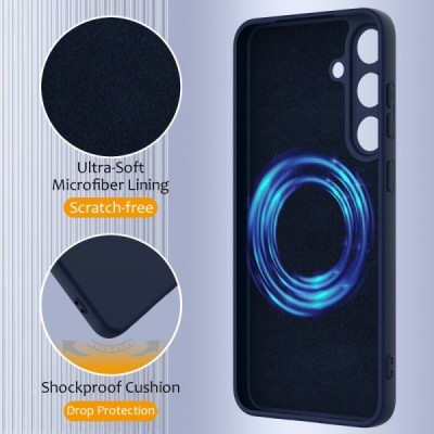 Samsung Galaxy S25 FE "Shell" MagSafe Hard Silicone TPU Dark Blue Case Cover - Back | Priedai.lt