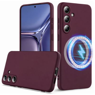 Samsung Galaxy S25 FE "Shell" MagSafe Hard Silicone TPU Burgundy Case Cover - Back | Priedai.lt
