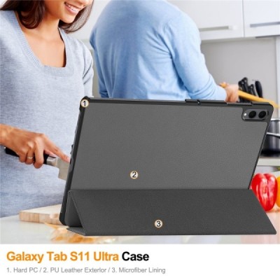 Samsung Galaxy Tab S11 Ultra „Saige" Flip Book Case - Grey (foldable) | Priedai.lt