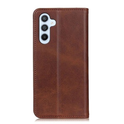 Samsung Galaxy S25 FE "Split" brown leather flip case - book | Priedai.lt