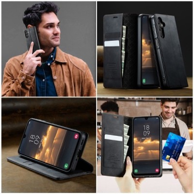 Samsung Galaxy A16 CaseMe Retro Skin Case Book - Black | Priedai.lt