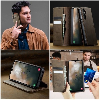 Samsung Galaxy A16 CaseMe Retro Skin Case Book - Brown | Priedai.lt