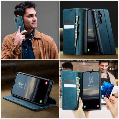 Samsung Galaxy A16 CaseMe Retro Skin Case Book - Green | Priedai.lt