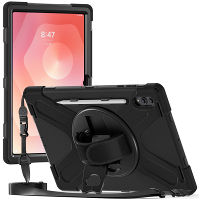 Samsung Galaxy Tab S11 Ultra reinforced protection (360°) black kickstand case cover | Priedai.lt