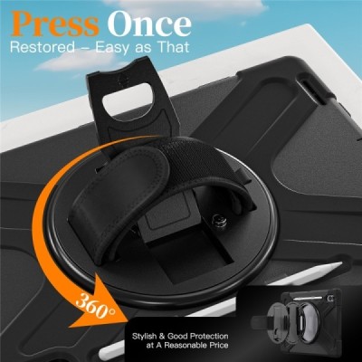 Samsung Galaxy Tab S11 Ultra reinforced protection (360°) black kickstand case cover | Priedai.lt