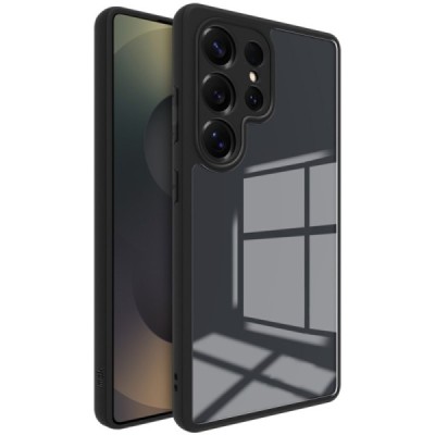 Samsung Galaxy S25 Ultra "Imak" hard silicone TPU transparent (black edges) case | Priedai.lt