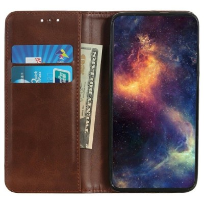 Apple iPhone 17 Pro "Split" brown leather flip case - book | Priedai.lt