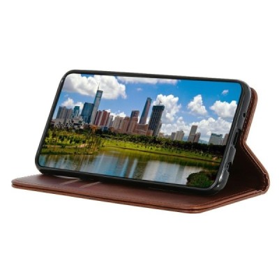 Apple iPhone 17 Pro "Split" brown leather flip case - book | Priedai.lt