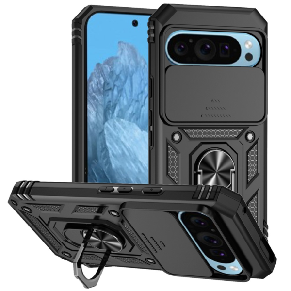 "Mozhi" Kickstand enhanced protection case - black (Pixel 10 Pro / 10 / 9 Pro / 9)