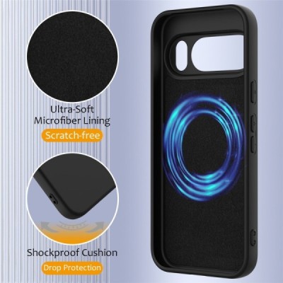 Google Pixel 10 / 10 Pro "Shell" MagSafe Hard Silicone TPU Black  Case Cover - Back | Priedai.lt
