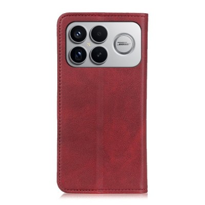 Xiaomi Poco F8 Ultra "Split" red leather flip case - book | Priedai.lt