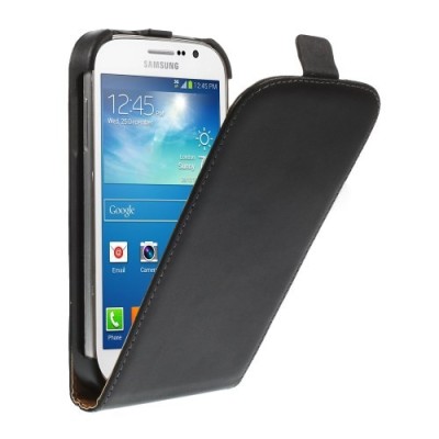 Samsung Galaxy Grand (Neo / Lite) klasikinis vertikaliai atverčiamas juodas odinis dėklas / Priedai.lt