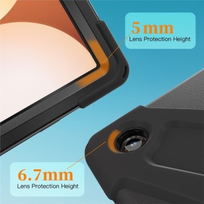 Samsung Galaxy Tab A11+ reinforced protection (360°) black kickstand case cover | Priedai.lt