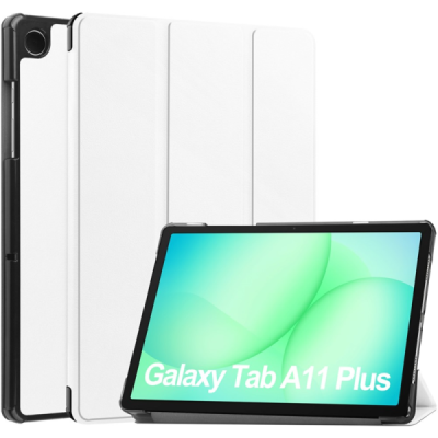 Samsung Galaxy Tab A11+ / A9+ „Saige" Flip Book Case - White (foldable) | Priedai.lt