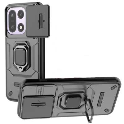 Enhanced protections "Kickstand" OnePlus 15 black hard silicone (TPU) and plastic case | Priedai.lt