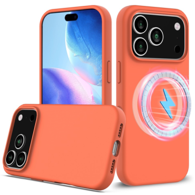 Apple iPhone 17 Pro Max "Shell" MagSafe Hard Silicone TPU orange Case Cover - Back | Priedai.lt