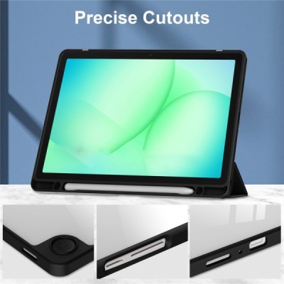 Samsung Galaxy Tab A11+ / A9+ Copernice flip-up black leather case - book with a place for the pen | Priedai.lt