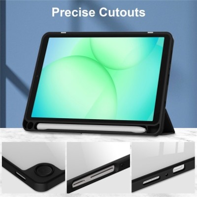 Samsung Galaxy Tab A11 / A9 Copernice flip-up black leather case - book with a place for the pen | Priedai.lt