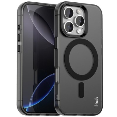 Apple iPhone 16 Pro Max "IMAK" Candy MagSafe Hard Silicone TPU Matte Case Cover - Black | Priedai.lt