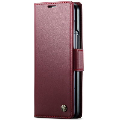 Samsung Galaxy Fold5 5G (SM-F946B) „CaseMe“ Leather solidus atverčiamas bordo odinis dėklas - knygutė | Priedai.lt