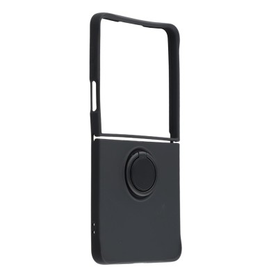 "Dechen" Ring Kickstand hard silicone (TPU) case cover - black (Galaxy Flip7)