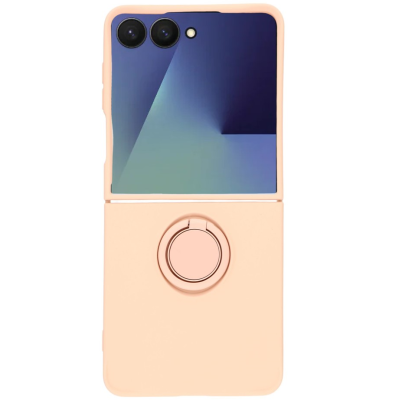 "Dechen" Ring Kickstand hard silicone (TPU) case cover - Pink (Galaxy Flip7)