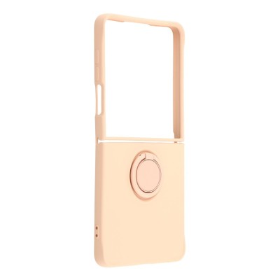 "Dechen" Ring Kickstand hard silicone (TPU) case cover - Pink (Galaxy Flip7)
