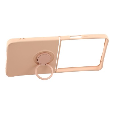 "Dechen" Ring Kickstand hard silicone (TPU) case cover - Pink (Galaxy Flip7)