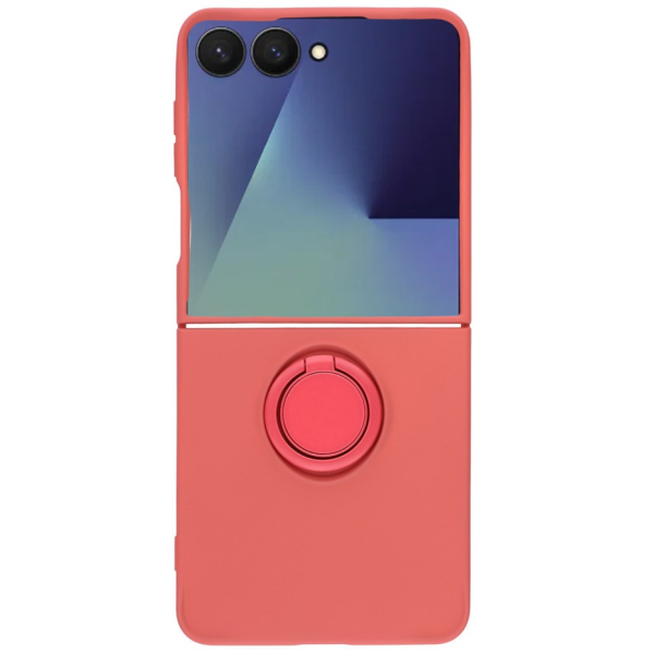 "Dechen" Ring Kickstand hard silicone (TPU) case cover - red (Galaxy Flip7)
