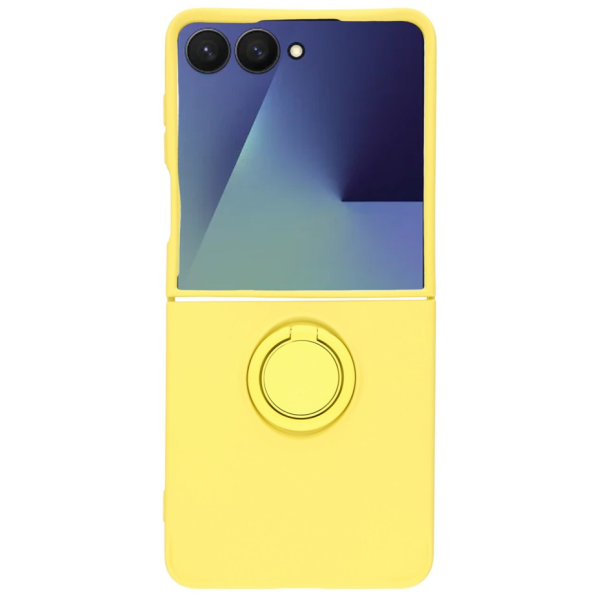 "Dechen" Ring Kickstand hard silicone (TPU) case cover - yellow (Galaxy Flip7)