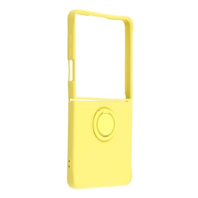 "Dechen" Ring Kickstand hard silicone (TPU) case cover - yellow (Galaxy Flip7)