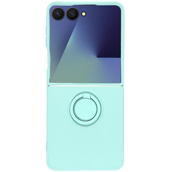 "Dechen" Ring Kickstand hard silicone (TPU) case cover - mint (Galaxy Flip7)