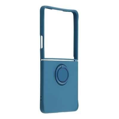 "Dechen" Ring Kickstand hard silicone (TPU) case cover - dark blue (Galaxy Flip7)