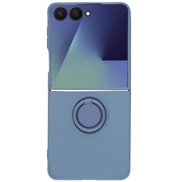 "Dechen" Ring Kickstand hard silicone (TPU) case cover - Blue (Galaxy Flip7)