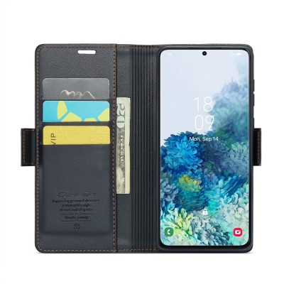 "CaseMe" Leather Flip Case Cover - Black (Galaxy S20+)